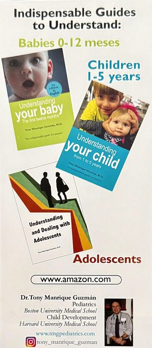 Flyers for books from Pediatrician Tony Manrique